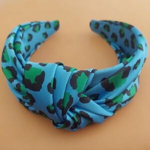 Anthropologie Anastasia Knotted Headband, Green and Blue Leopard